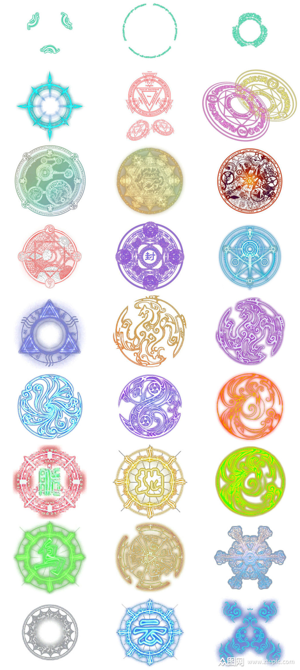 免抠彩色魔法阵海报素材设计图