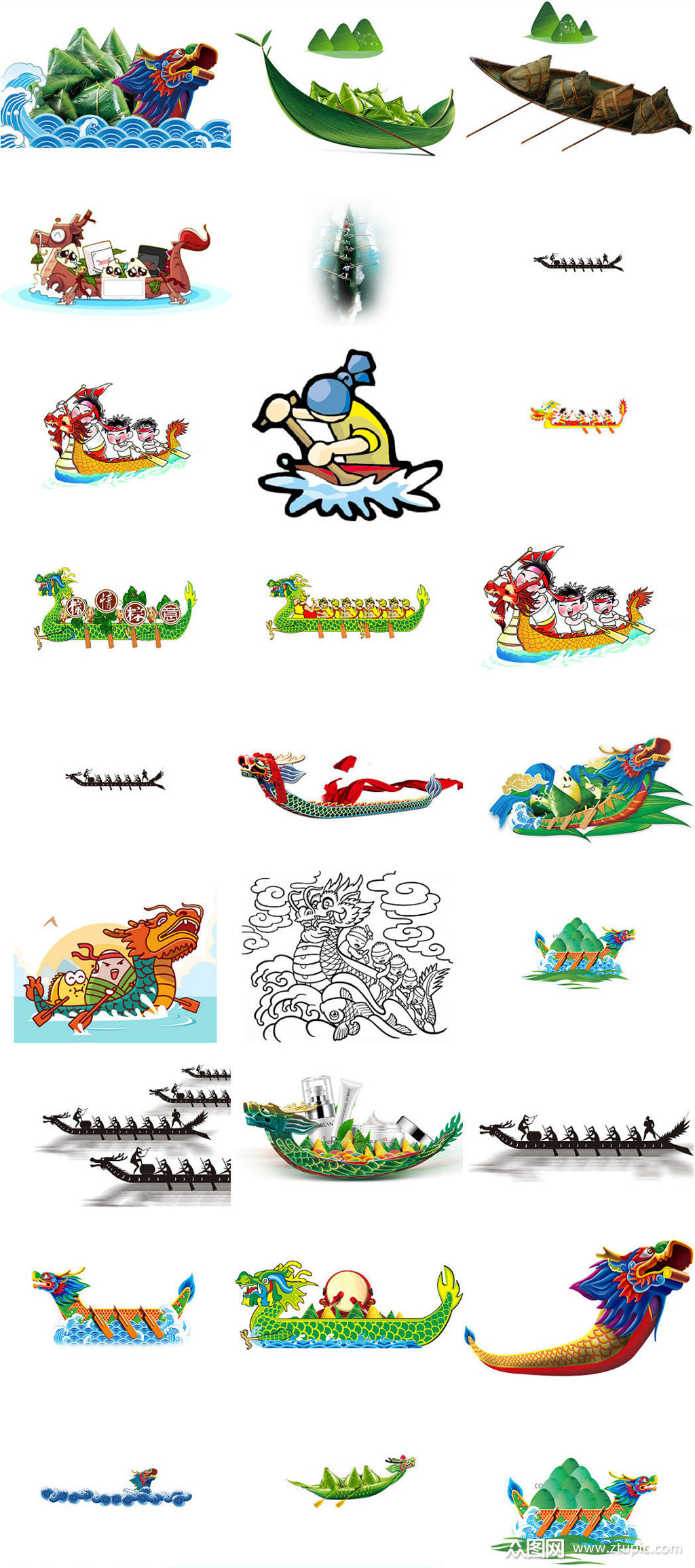 多款端午节龙舟免抠图元素