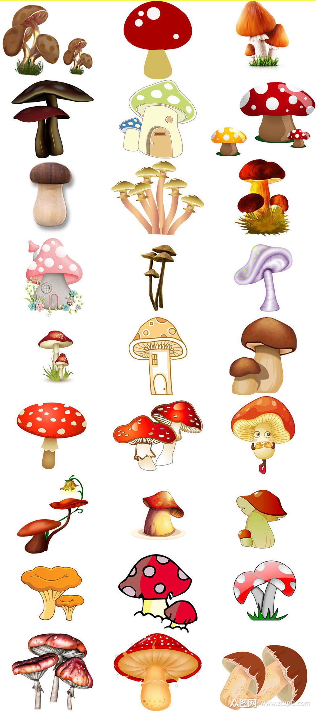 创意蘑菇卡通蘑菇ps设计元素免抠库