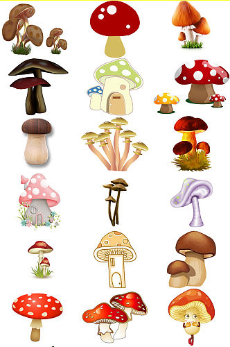 创意蘑菇卡通蘑菇ps设计元素免抠库