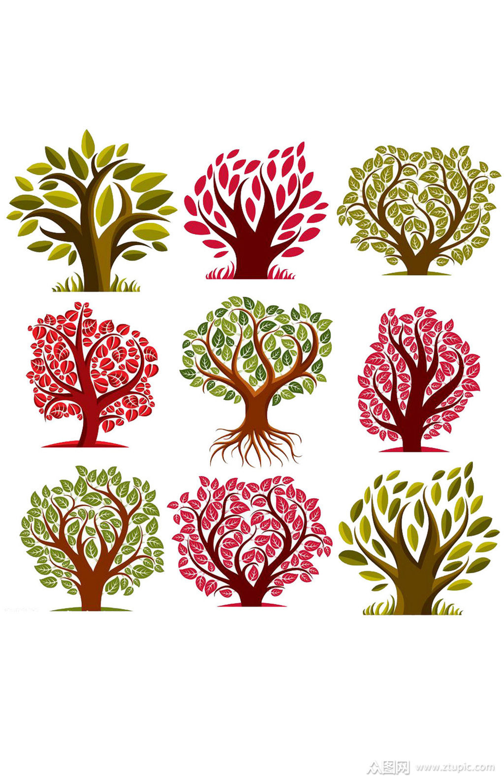 彩色的树模板高清免扣素材