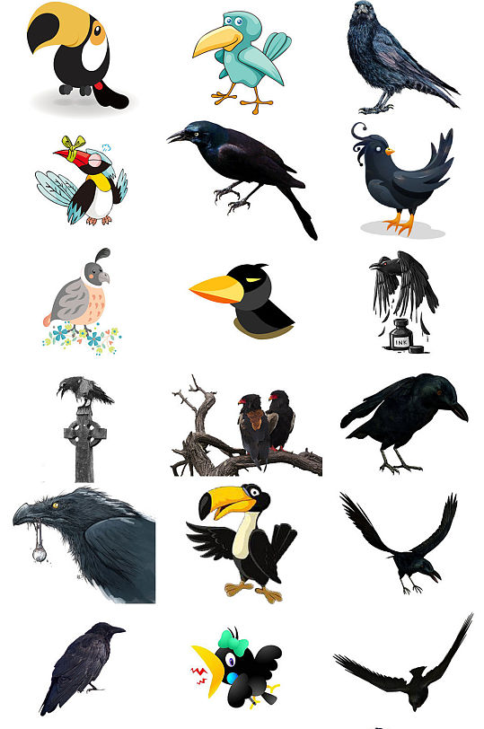 PNG免抠动物界飞行鸟类乌鸦素材