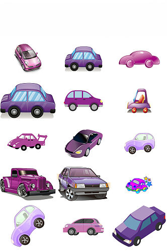 紫色小汽车免抠png透明底素材