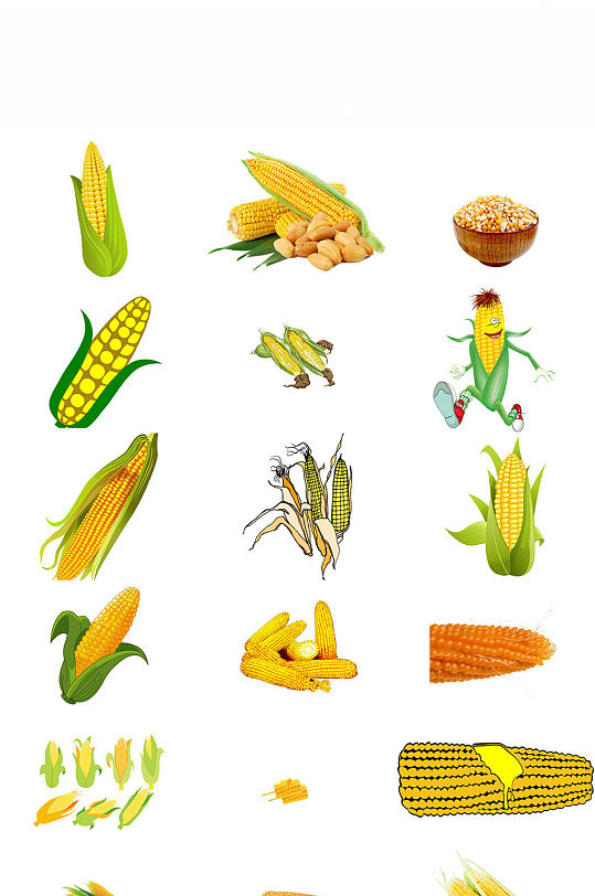 玉米农作物卡通png素材
