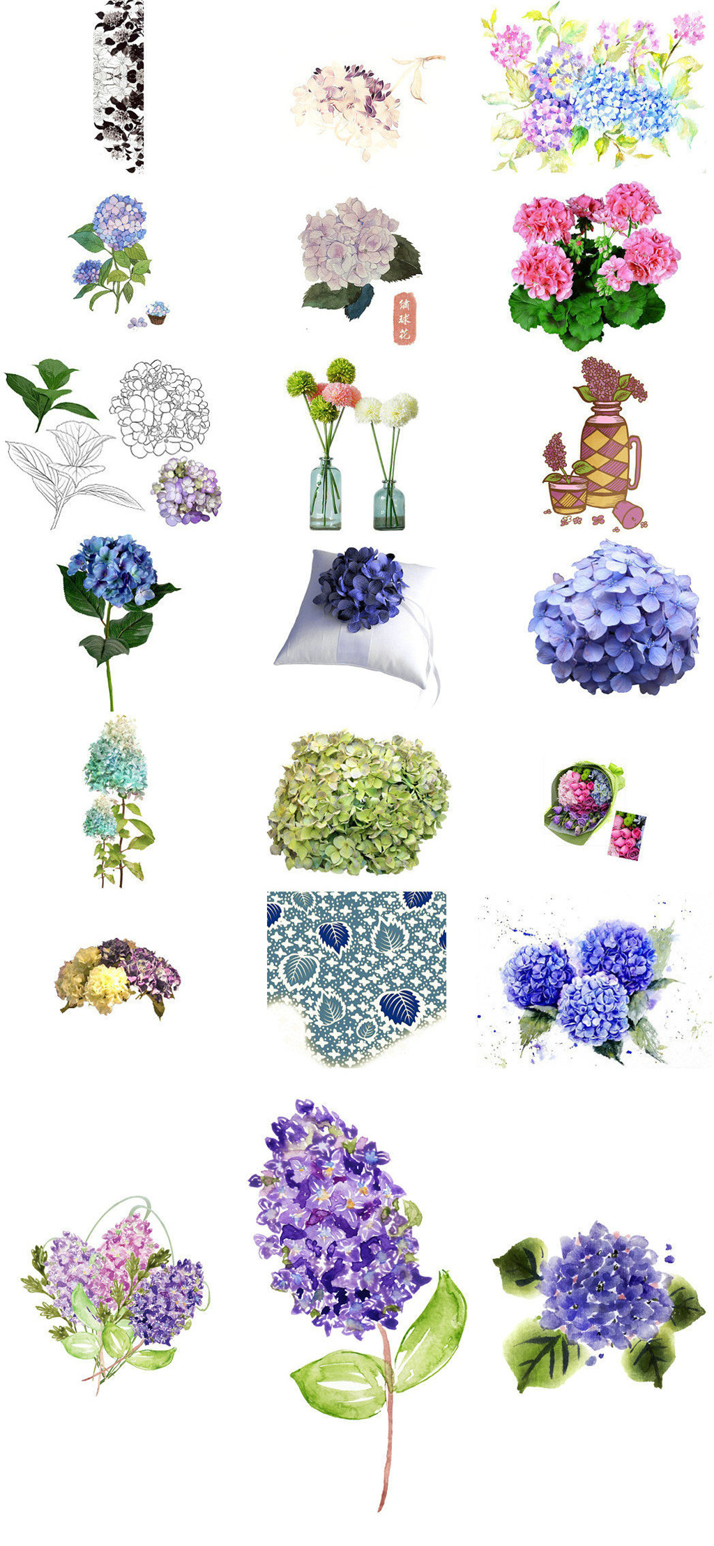 绣球花花朵海报设计元素系列素材