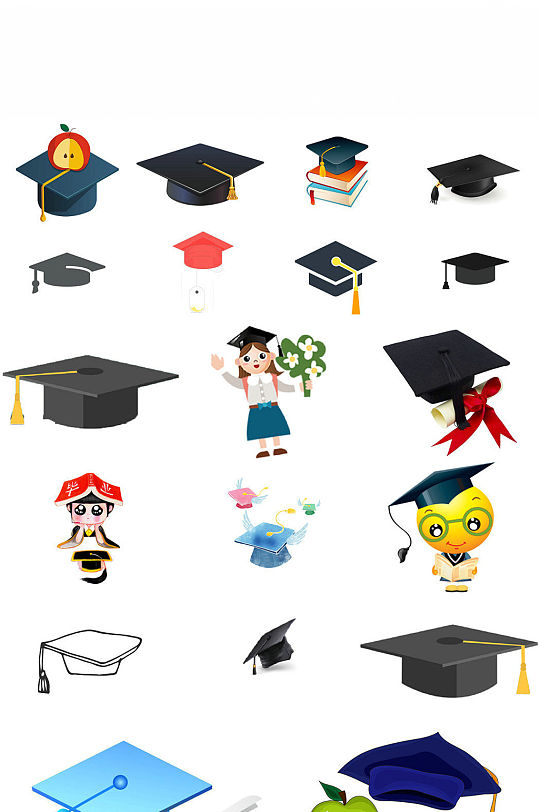 学生毕业卡通博士帽海报设计素材 毕业季素材