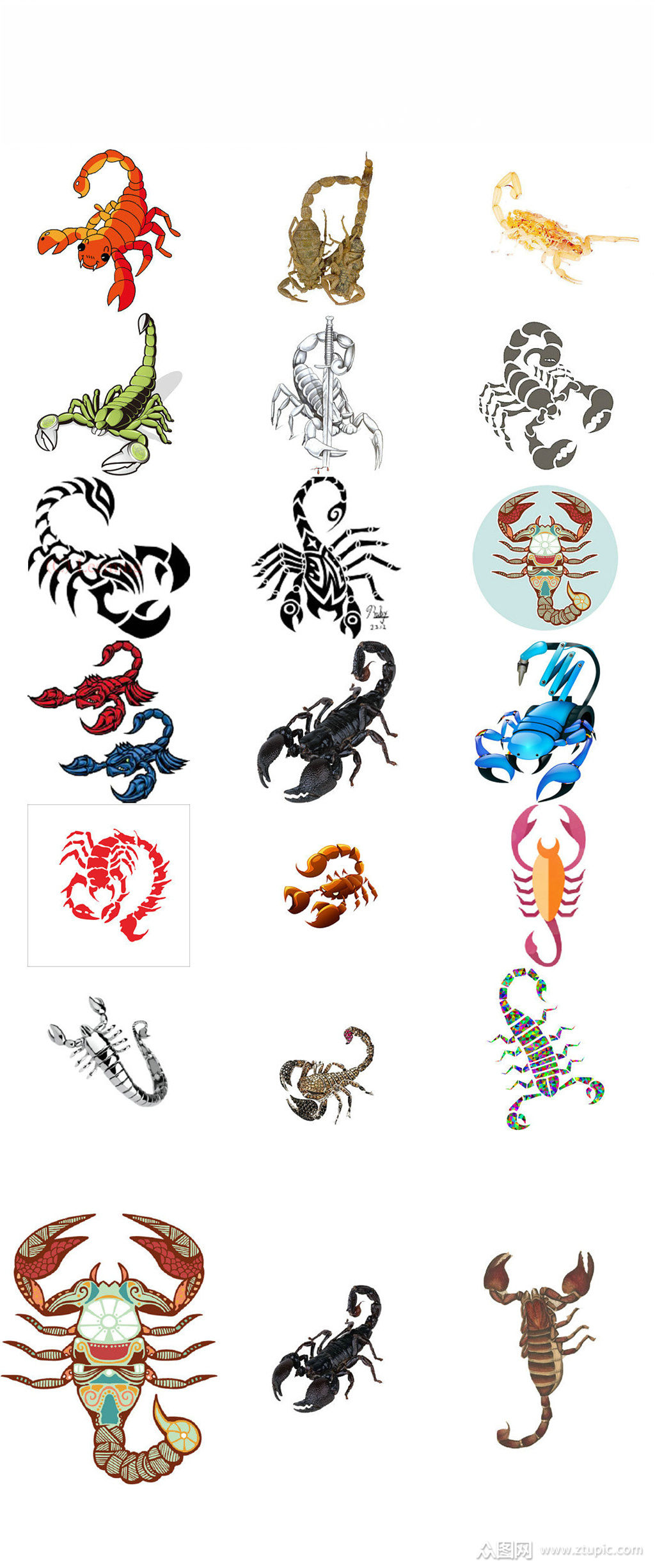 蝎子纹身形象设计素材