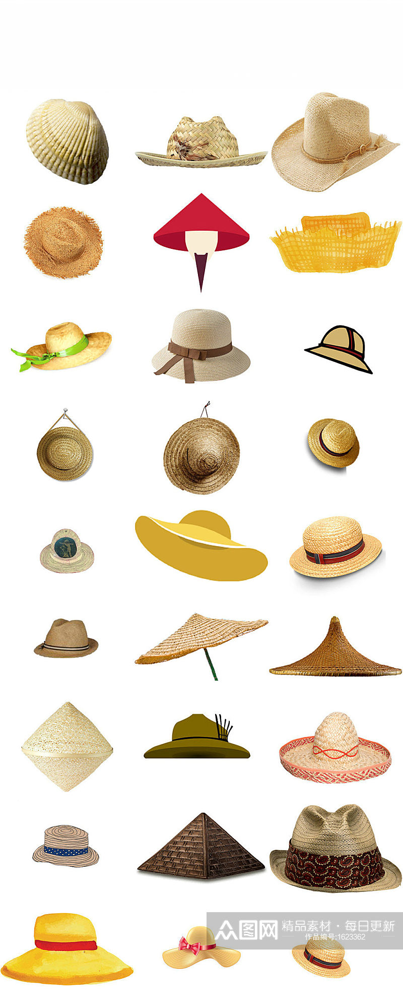 夏天夏日元素沙滩摆件草帽素材素材