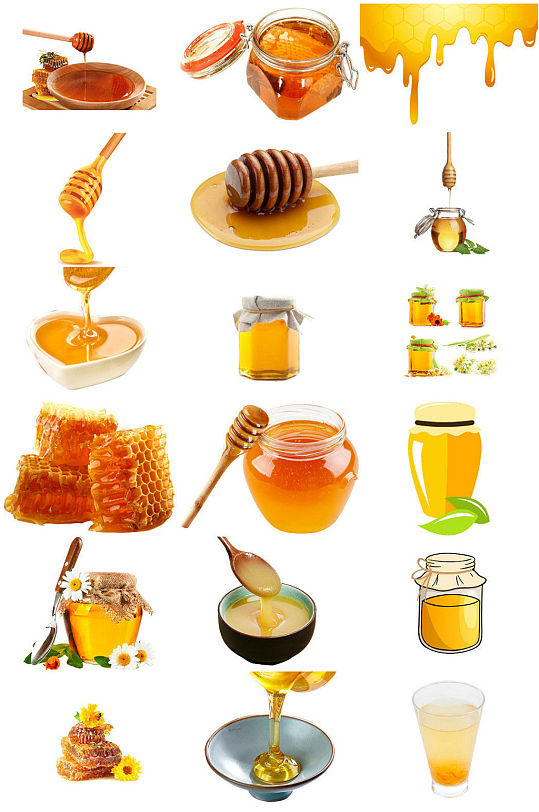 天然蜂蜜农家蜂蜜背景透明素材图