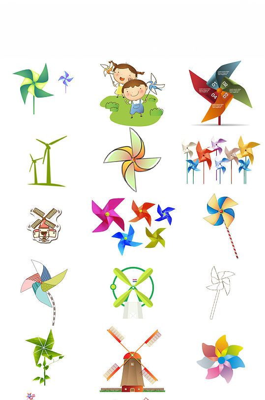 手绘纸风车卡通风车儿童风车