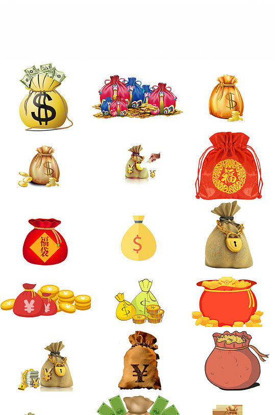 钱袋金色钱袋设计元素