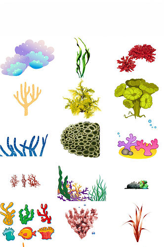 免抠动物珊瑚卡通形象设计图