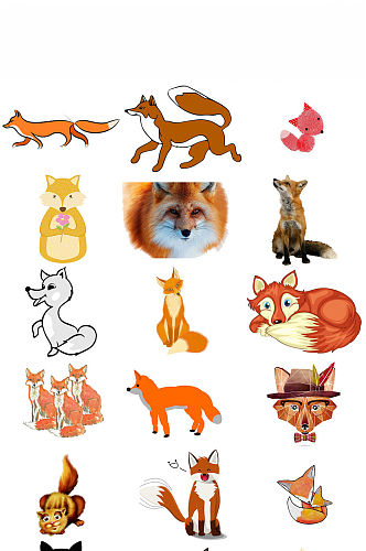 免抠动物狐狸卡通形象设计