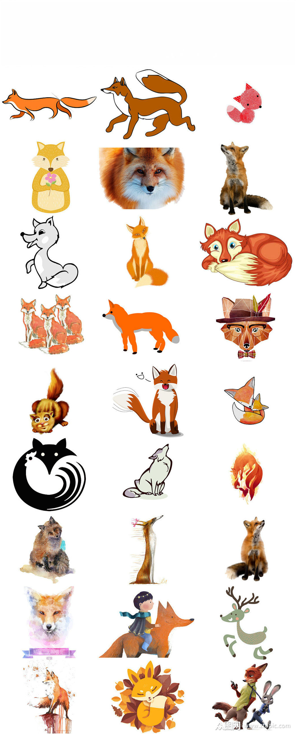 免抠动物狐狸卡通形象设计