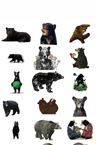 免抠动物黑熊图片素材大全