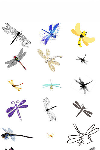 免抠png卡通可爱小蜻蜓图片大全