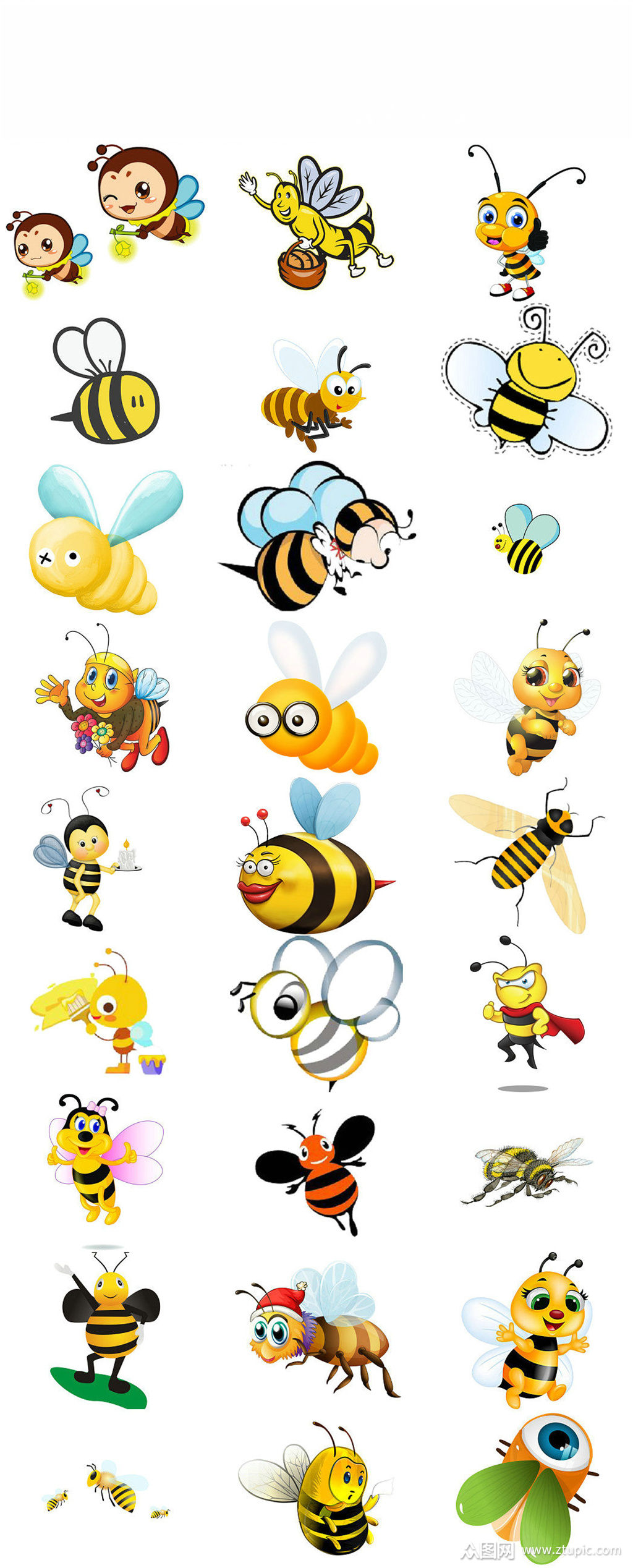 蜜蜂元素小蜜蜂卡通蜂蜜创意卡通蜜蜂素材