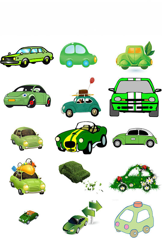 绿色小汽车免抠png透明底素材
