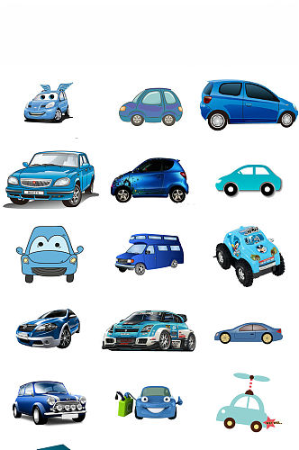 蓝色小汽车免抠png透明底素材