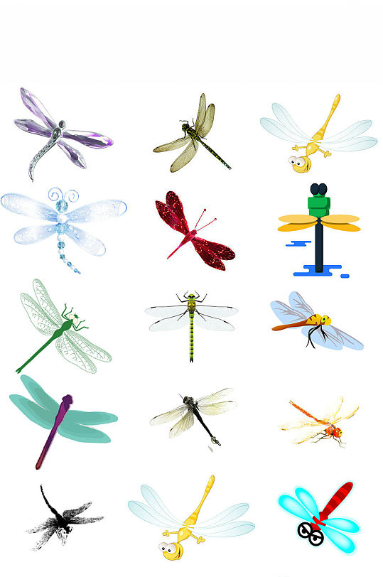 可爱卡通蜻蜓昆虫类动物png免抠素材