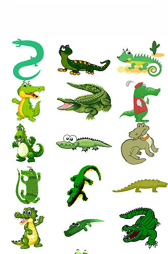 可爱卡通动物鳄鱼设计素材png图片