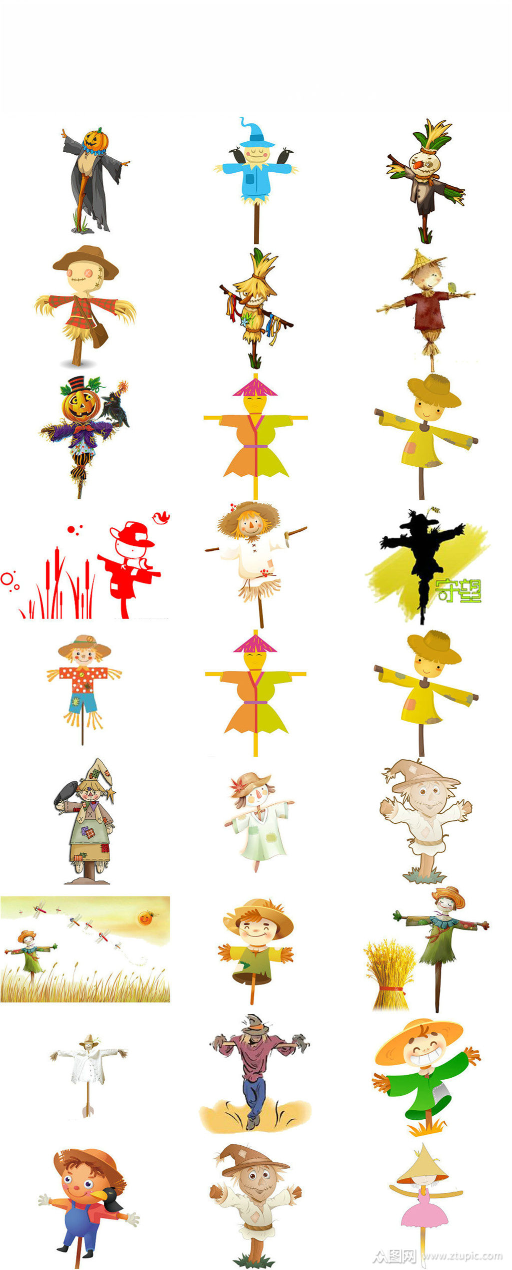 卡通装饰稻草人海报设计元素模板下载-编号1623071-众图网