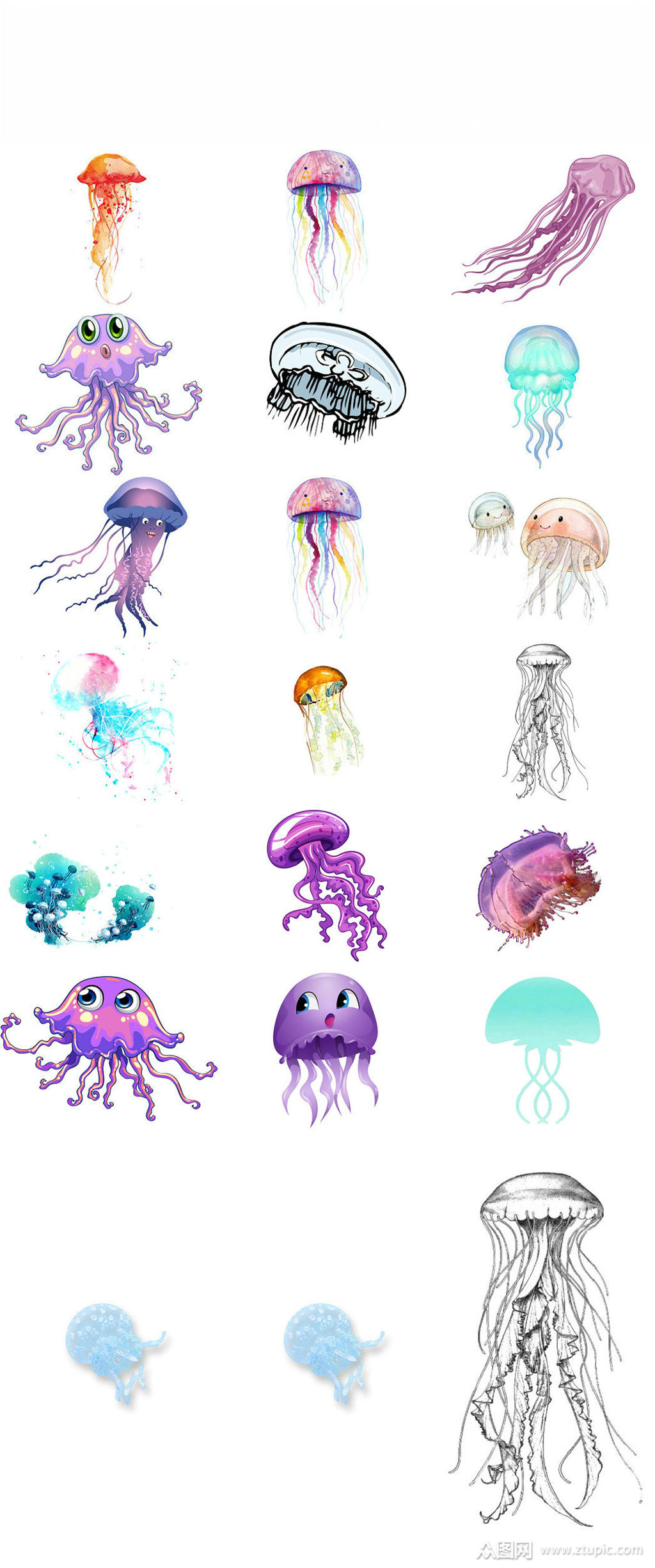 卡通水母形象设计元素