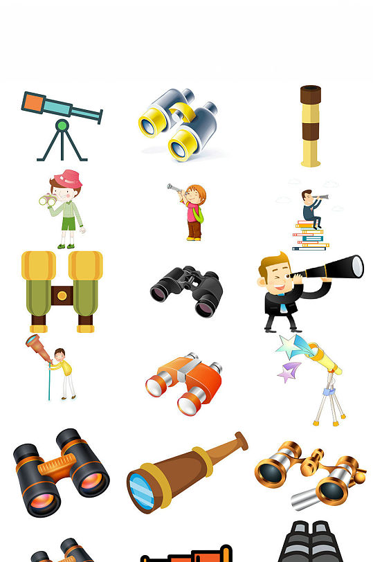 卡通天文望远镜造型设计素材