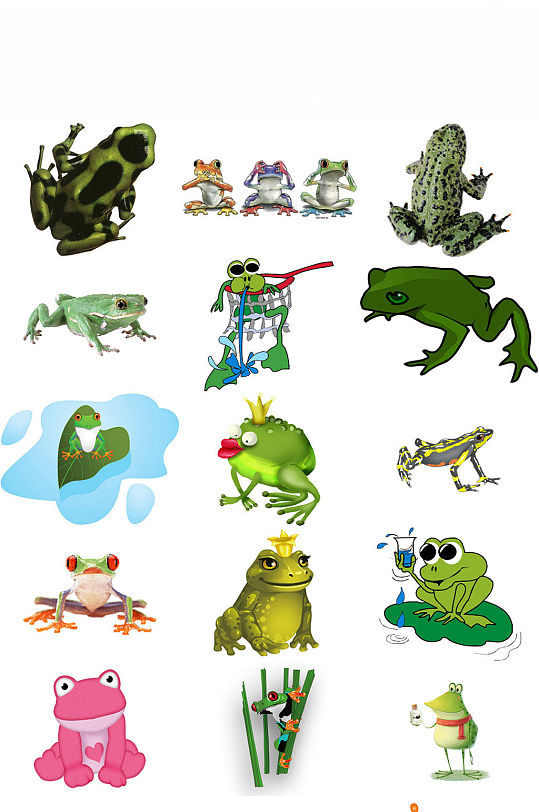 卡通手绘绿色青蛙海报设计元素