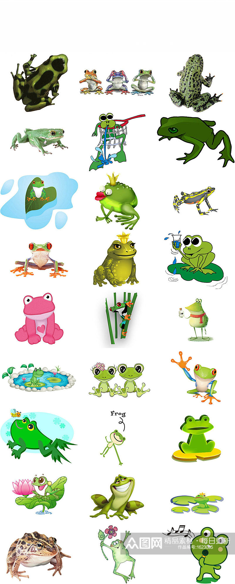 卡通手绘绿色青蛙海报设计元素素材