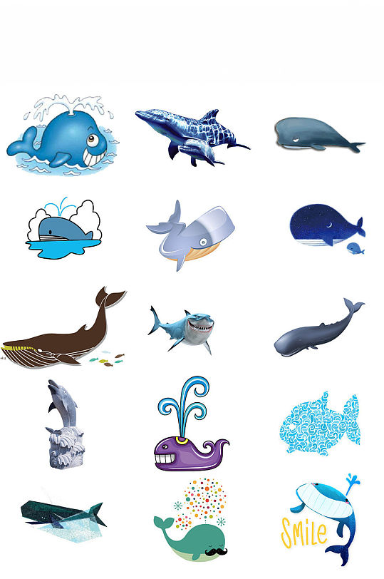 卡通鲨鱼动物蓝色鲨鱼海洋元素