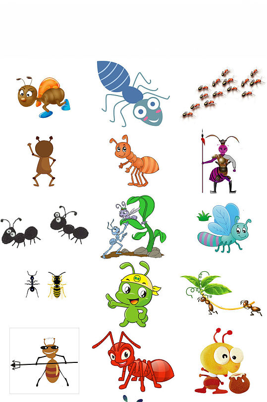 卡通爬行类动物蚂蚁免抠png透明素材