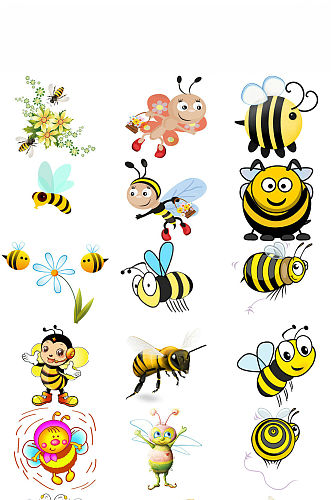 卡通蜜蜂免抠png透明素材