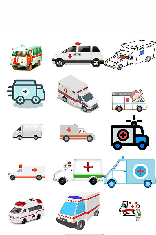 卡通救护车造型设计图