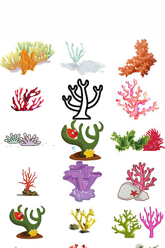 卡通风格动物珊瑚插画png免抠素材