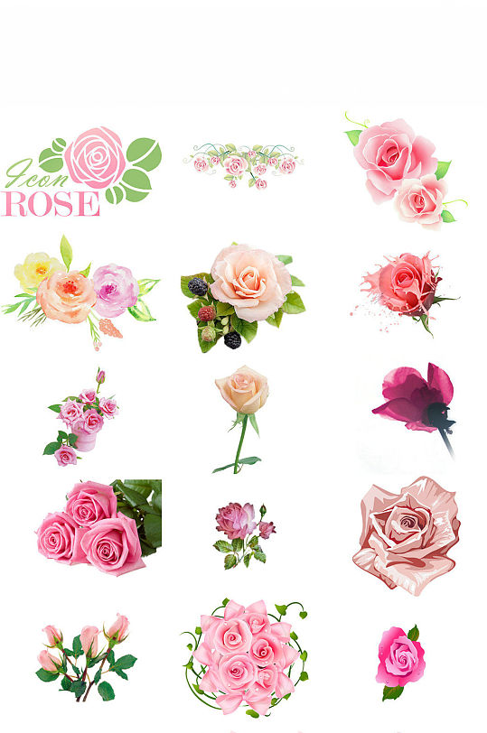 卡通粉色玫瑰造型设计图片素材