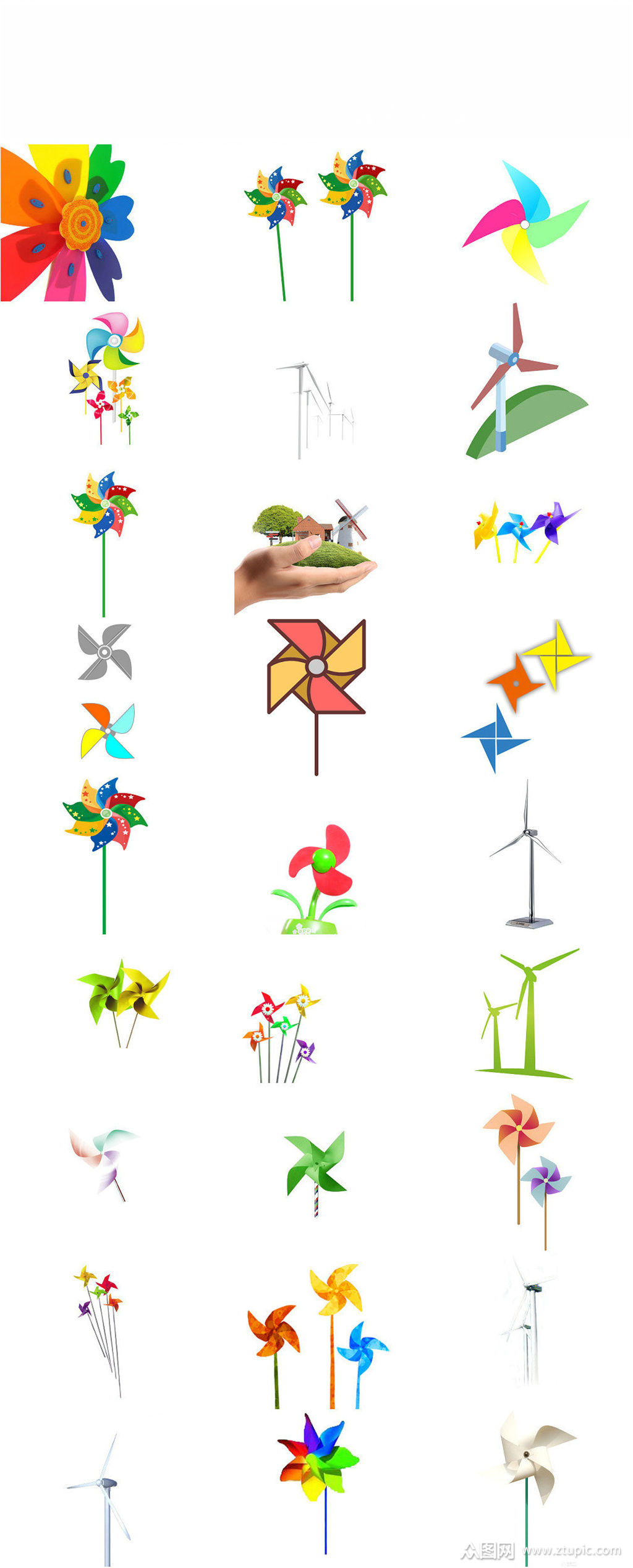 卡通风车黄色大风车海报设计素材