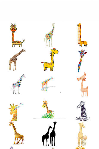 卡通动物长颈鹿卡通手绘长颈鹿素材