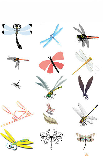 卡通动物昆虫蜻蜓形象设计素材