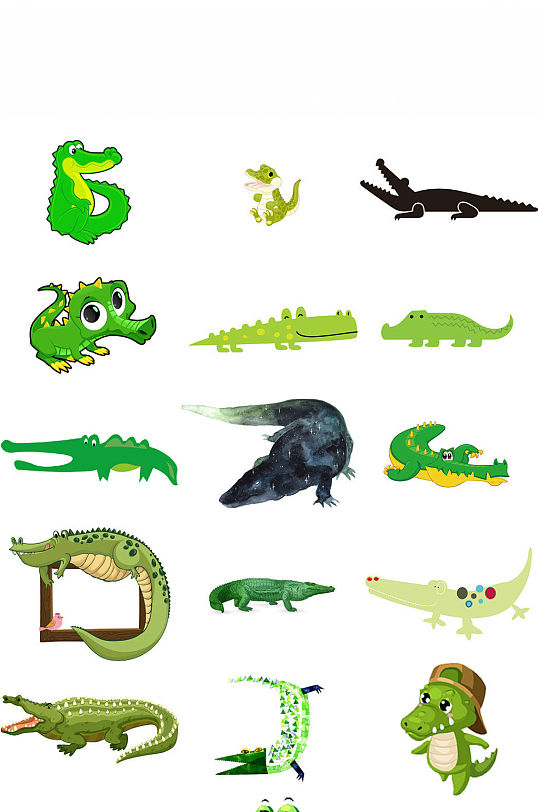 卡通动物png鳄鱼素材图片