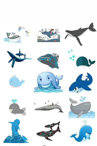 鲸鱼海豚鲨鱼免抠png图片素材