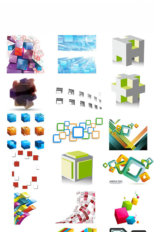 几何立体方块造型设计素材