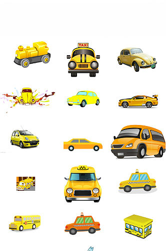 黄色小汽车免抠png设计素材