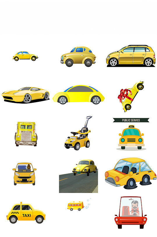 黄色小汽车海报设计素材