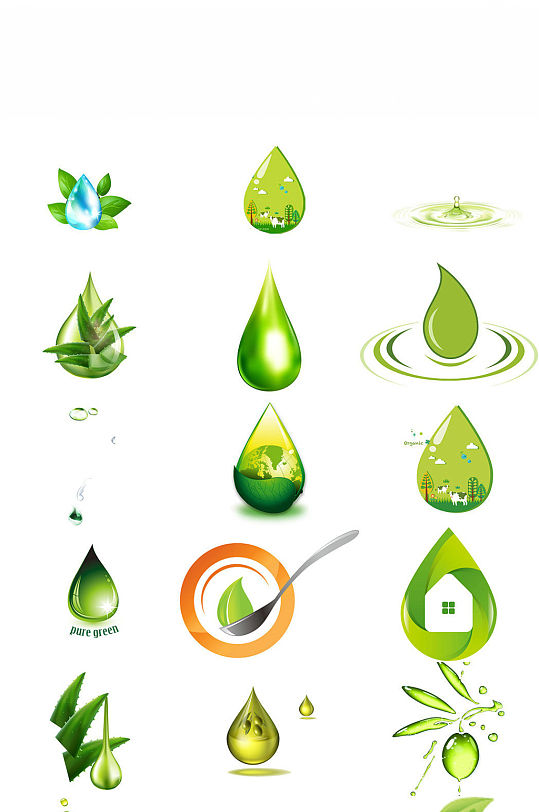 环保绿色水滴免抠png透明底素材