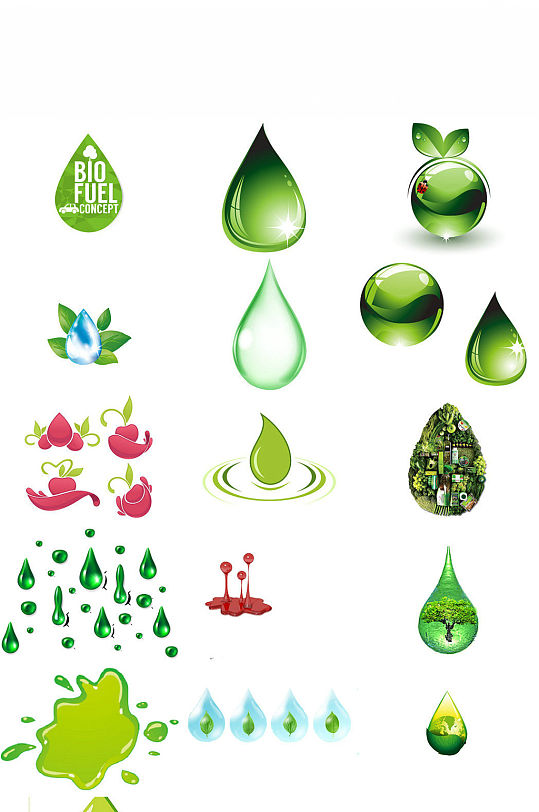 环保绿色水滴海报设计元素图片