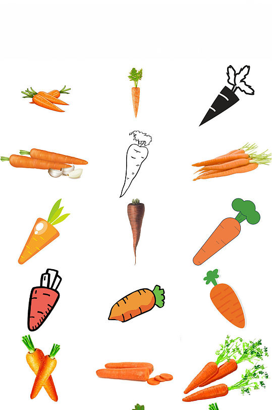 红胡萝卜新鲜有机蔬菜胡萝卜素材