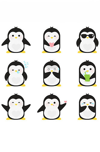 各种企鹅表情免抠png素材