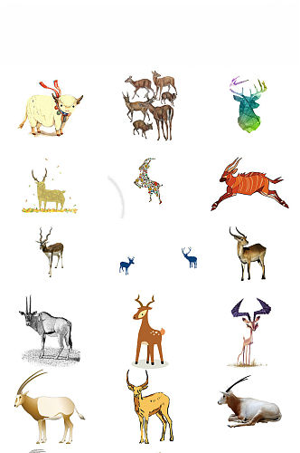 非洲草原动物羚羊卡通羚羊动物