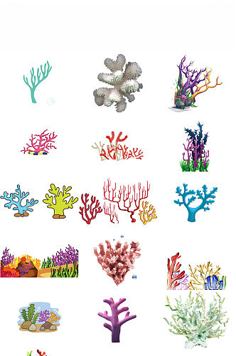 动物卡通珊瑚造型设计图素材